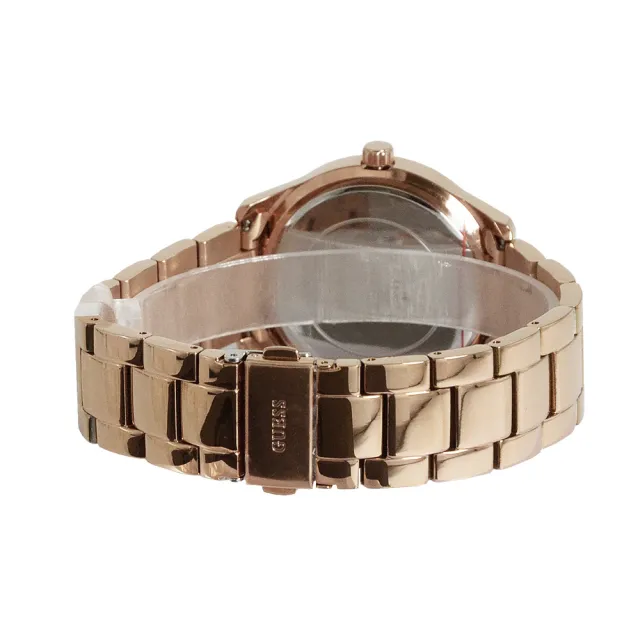 【GUESS】玫瑰金系 經典G 不鏽鋼錶帶 石英錶 雙11(W1082L3)