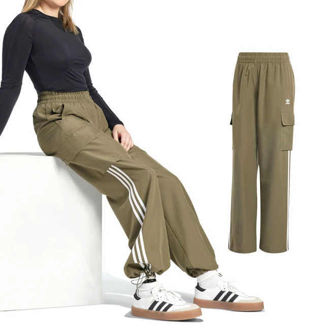 adidas 愛迪達 3S Cargo Pants 女款 綠色 工裝 運動 休閒 寬鬆 三葉草 工裝褲 長褲 IX5964