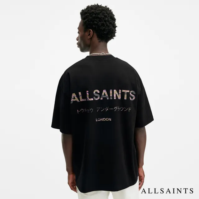 【ALLSAINTS】UNDERGROUND 純棉寬鬆LOGO東京地下搖滾短袖T恤-迷彩 M044PB(寬鬆版型)