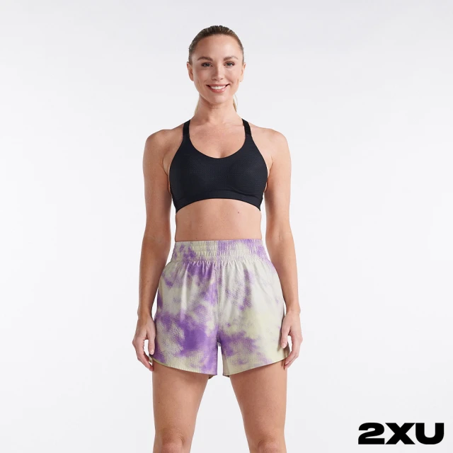 2XU 女 Aero 4吋運動短褲(渲染綠紫/反光白)