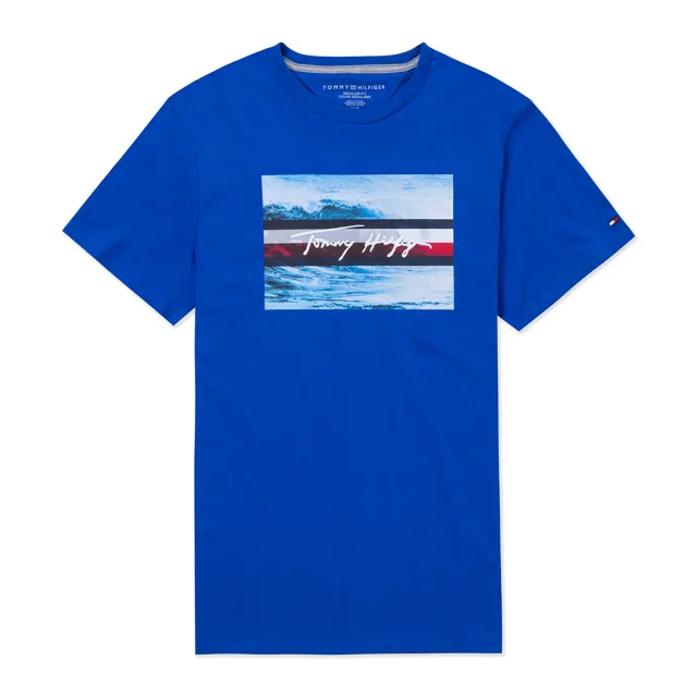 【TOMMY HILFIGER】TOMMY 經典印刷大Logo圖案短袖T恤-寶藍色 上衣(平輸品/短T)