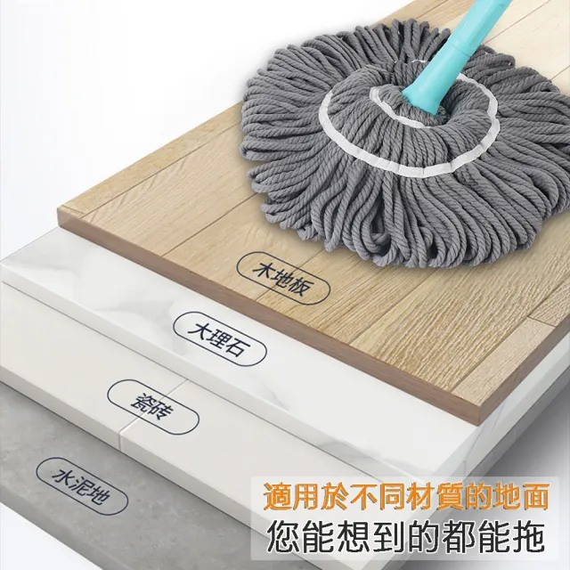【生活King】可伸縮不沾手旋轉拖把(1入)