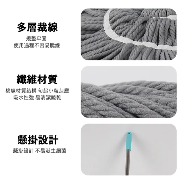 【生活King】可伸縮不沾手旋轉拖把(1入)
