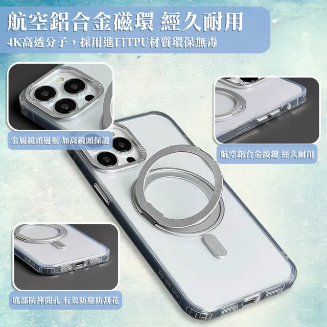 【apbs】iPhone 16/15/14/13/12系列 浮雕感360旋轉磁吸立架手機殼(骷髏)