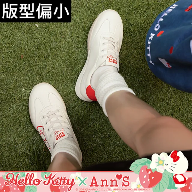 【Ann’S】Ann’S X Sanrio三麗鷗 HELLO KITTY聯名側邊刺繡大蝴蝶結 免綁鞋帶超軟小白鞋德訓鞋(白)