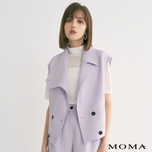 【MOMA】薰衣草紫不規則翻領背心(淺紫色)