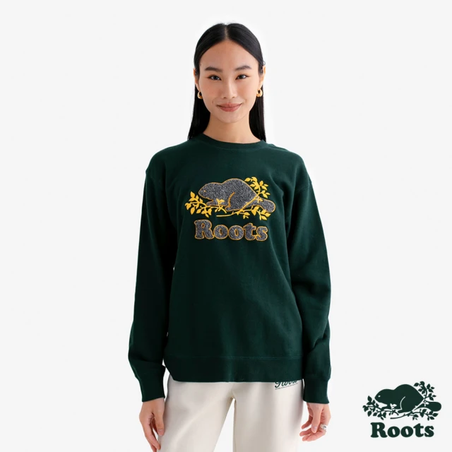 Roots Roots女裝- COOPER NOVELTY BF 圓領上衣(深綠色)