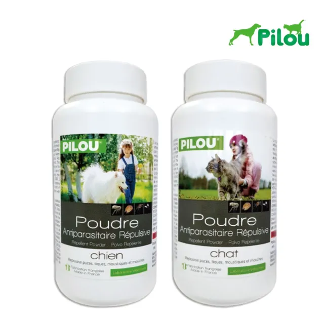 【Pilou 法國皮樂】第二代加強非藥用除蚤蝨乾洗粉 150g*2入組（犬用/貓用）