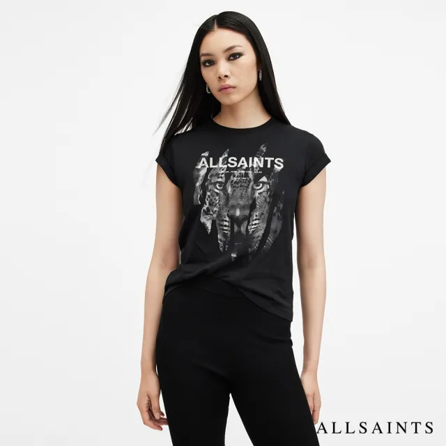 【ALLSAINTS】RIPROAR ANNA 純棉豹紋塗鴉LOGO T恤 W183JB(常規版型)