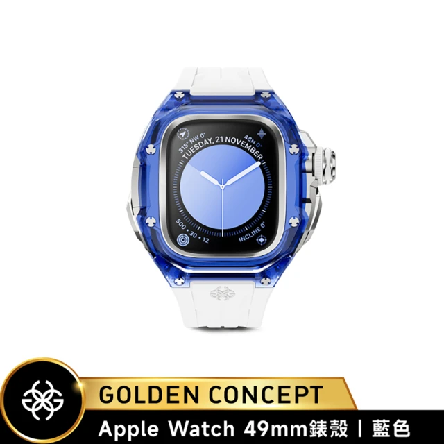 Golden Concept Apple Watch 49mm 保護殼 RSTRIII49 藍錶殼/白橡膠錶帶(尼龍/不鏽鋼材質)