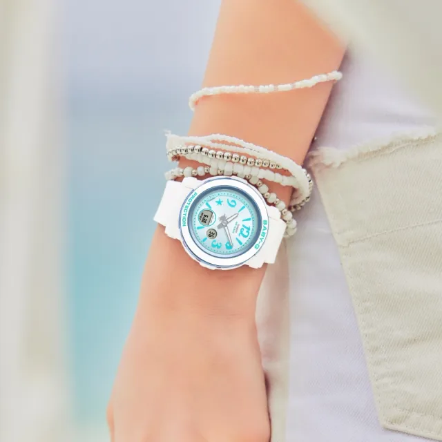【CASIO 卡西歐】BABY-G 閃耀光彩  海底世界 手錶-藍 41.5mm(BGA-290US-2A)