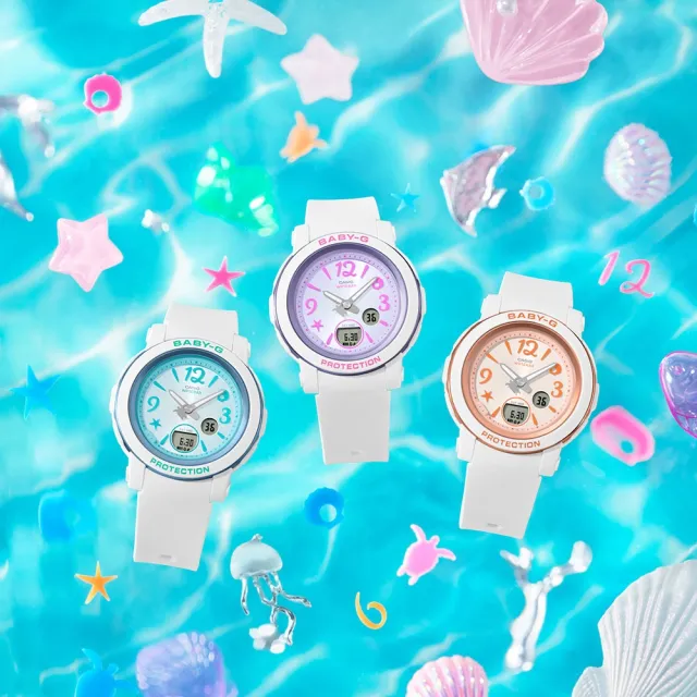 【CASIO 卡西歐】BABY-G 閃耀光彩  海底世界 手錶-藍 41.5mm(BGA-290US-2A)