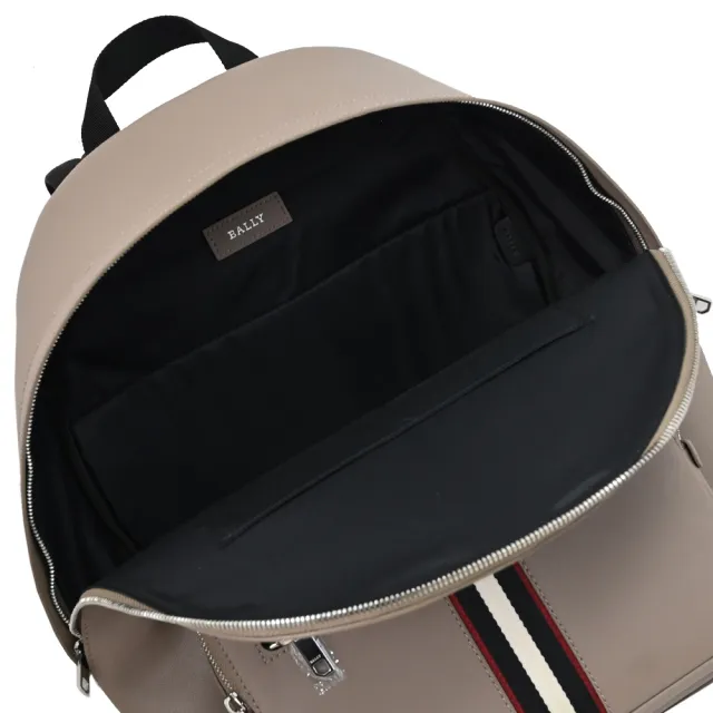 【BALLY】HARYS 經典金屬LOGO雙色條紋商務包旅用包後背包(大象灰)