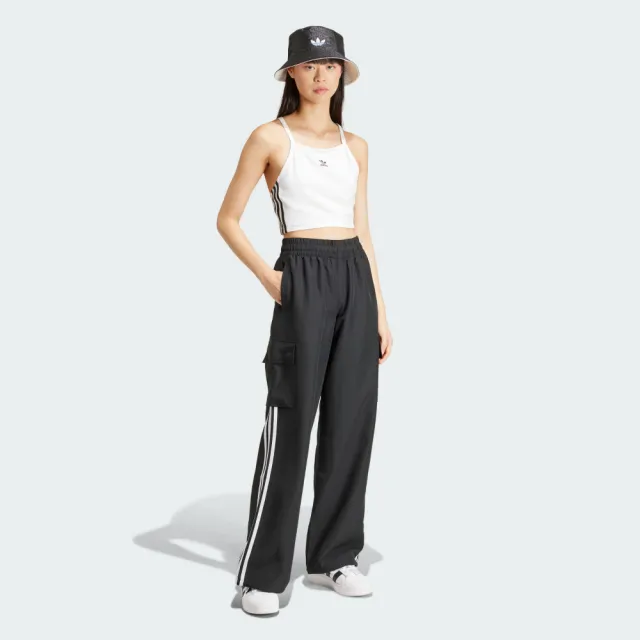 【adidas 愛迪達】長褲 女款 運動褲 三葉草 3S CARGO PANTS 黑 JF1292