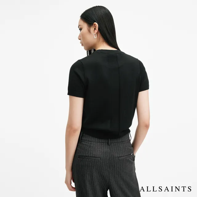 【ALLSAINTS】BERN 美麗諾羊毛針織T恤-黑 W108KB(常規版型)