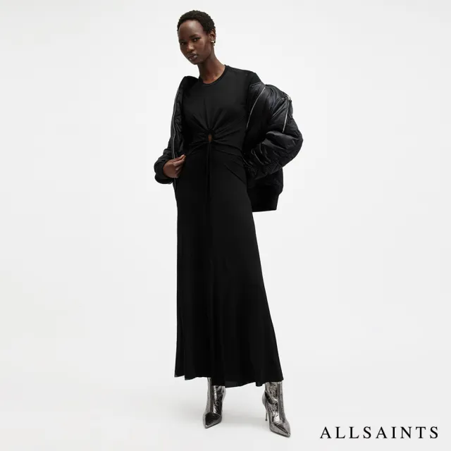 【ALLSAINTS】XYLIA 人造絲修身洋裝 W095DB(修身版型)