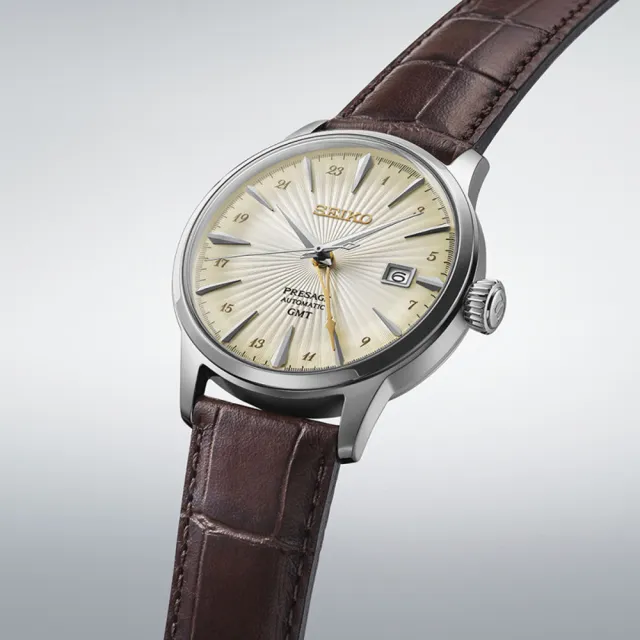 【SEIKO 精工】PRESAGE 調酒師紳士風範GMT經典機械錶-金x棕/40.5mm 禮物(SSK041J1/4R34-00J0J)618 禮物