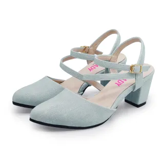 【Normady 諾曼地】女鞋 跟鞋 涼鞋 時尚美型繞帶靜音中跟涼鞋-MIT手工鞋(湖水灰)