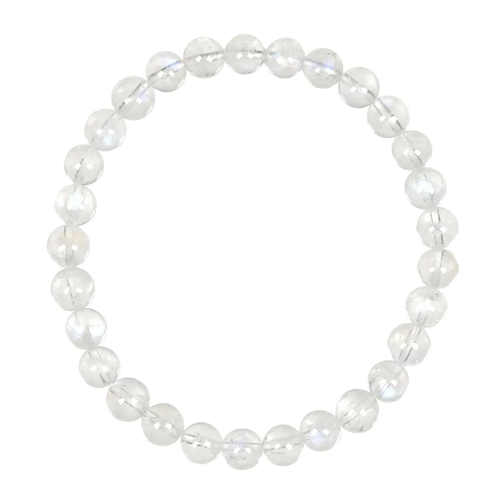 【正佳珠寶】藍月光 高品冰質藍 5.8-6.2mm 藍月光石手珠｜日本彈力繩