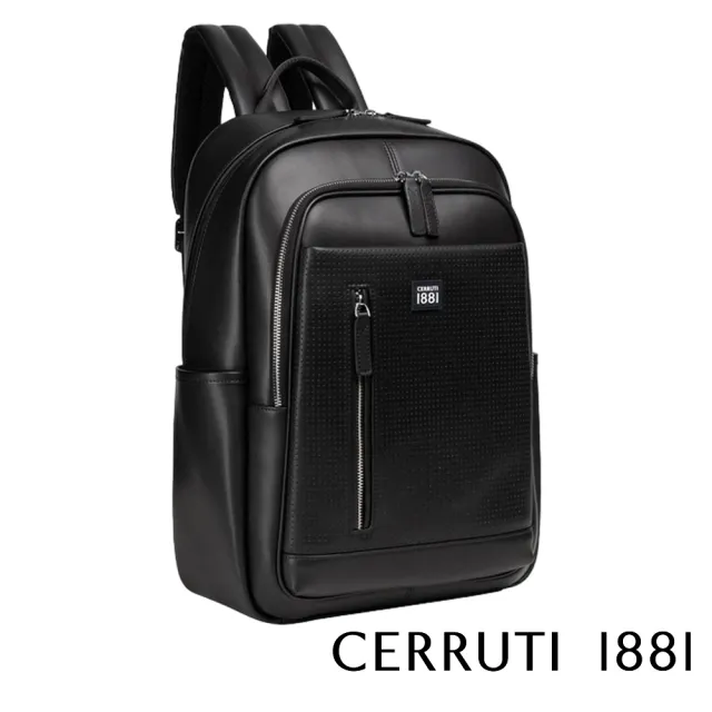 【Cerruti 1881】義大利頂級小牛皮後背包(黑色 CEZA06516M)