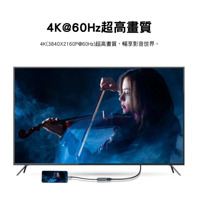 【-PX 大通】2年保固免設定 Type C 轉接HDMI HUB集線器USB-C to HDMI 4K影音傳輸轉接器手機筆電(UCH1H-PRO)