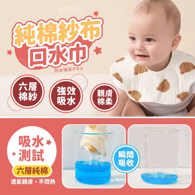 【Finger Pop 指選好物】純棉口水巾5入組(嬰兒口水巾 圍兜兜 寶寶圍兜)