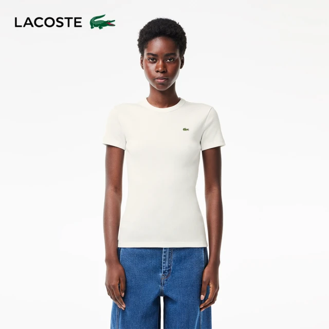 LACOSTE 女裝-美麗諾羊毛針織圓領長袖毛衣(花紗灰)好