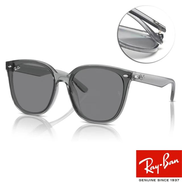 RayBan 雷朋 方框太陽眼鏡 成毅同款(透深灰 灰鏡片#RB4423D 645087-66mm)