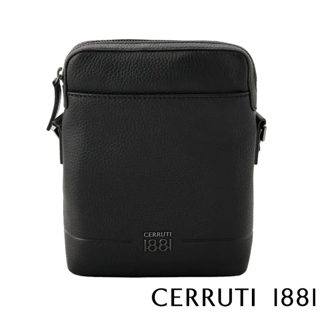 【Cerruti 1881】限量2折 義大利頂級小牛皮肩背包側背包 全新專櫃展示品(黑色 CEBO06824M)