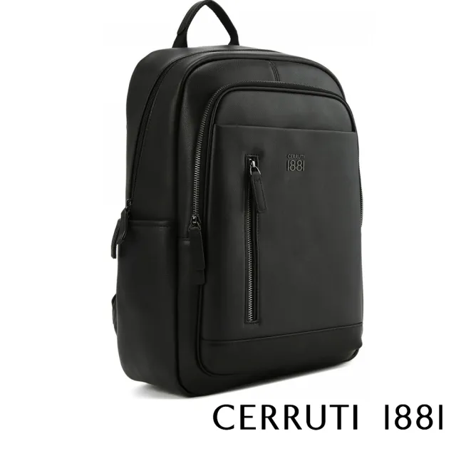【Cerruti 1881】義大利原裝進口 頂級小牛皮後背包(黑色 CEZA06783M)