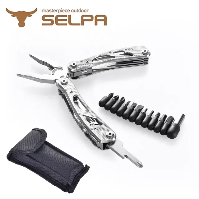 【SELPA】精鋼鍛造 蒼狼萬用工具/鉗子/一字起子/開瓶器/錐子/指甲刀/瑞士刀(兩色任選)