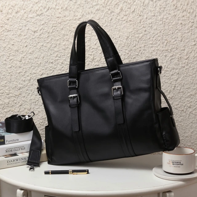 LONGCHAMP BOXFORD系列壓印皮標帆布兩用公事包