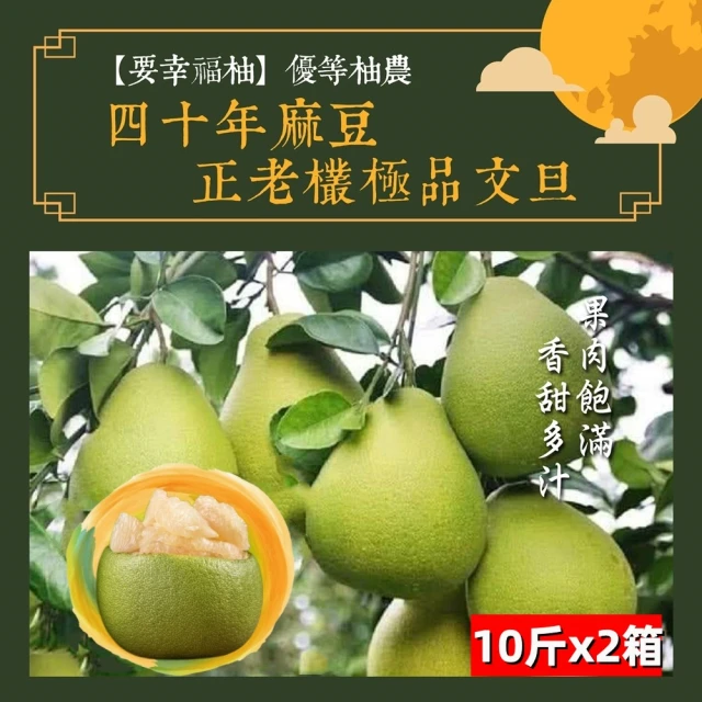 初品果 台南麻豆50年老欉文旦禮盒10斤12-16顆x2箱(