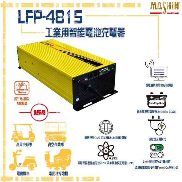 麻新電子 LFP-4815 48V 15A 鋰三元電池充電器 含鱷魚夾(LFP-4815M)