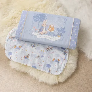 【奇哥】乳膠健康枕+悅讀比得兔健康枕套2入組 1歲以上(寶寶枕頭 嬰兒枕頭 透氣 防霉抗菌)