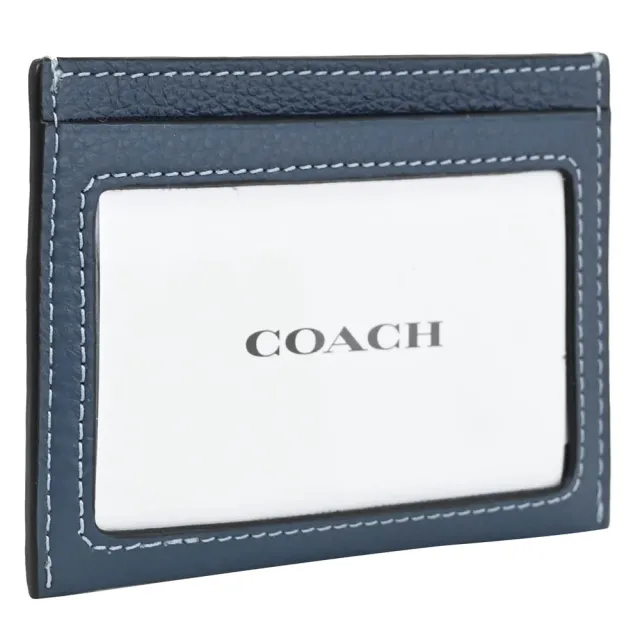【COACH】簡約藝術英文LOGO信用卡證件名片隨身卡夾(牛仔藍)