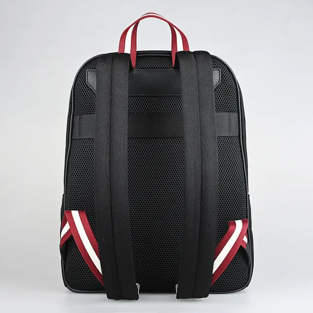 【BALLY】BALLY Code銀字燙印LOGO尼龍後背包(黑)