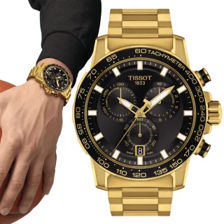 【TISSOT 天梭】黑金時尚 三眼計時腕錶  女王節 禮物 推薦(T1256173305101)