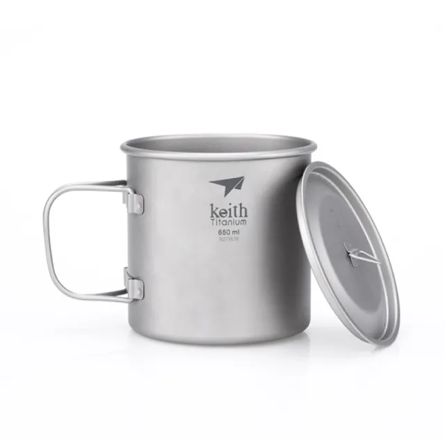 【Keith】鎧斯純鈦杯輕量環保折疊水杯 650ml / Ti3208(純鈦杯子 登山鈦杯 露營杯鈦水杯 隨行馬克杯)