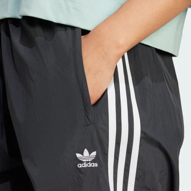 【adidas 愛迪達】3 S Para Pant 女 長褲 寬褲 運動 休閒 復古 三葉草 寬鬆 黑白(IY7251)