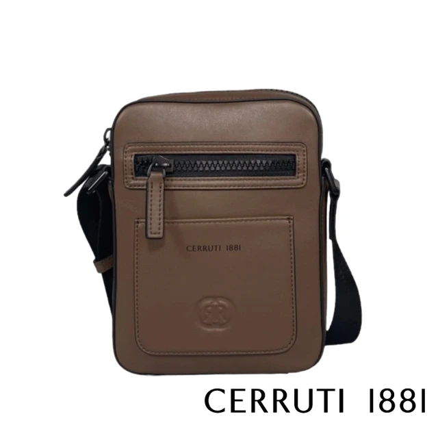 Cerruti 1881 限量2折 義大利頂級小牛皮肩背包側背包 全新專櫃展示品(深咖啡色 CEBO05649M)