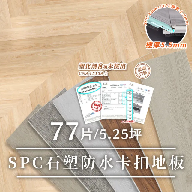 【樂嫚妮】5.25坪/5.5mm北歐風仿木紋SPC石塑防水卡扣地板(SPC地板、卡扣地板、石塑地板、免膠地板)