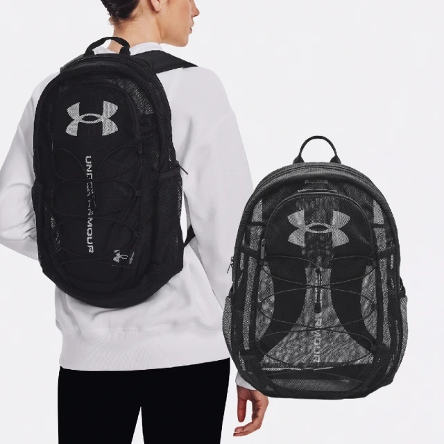 UNDER ARMOUR 後背包 Hustle Mesh Backpack 黑 灰 15吋 拉繩 筆電包 運動包 籃球包 UA(1372288001)