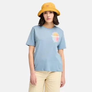 【Timberland 官方旗艦】女款淡藍色胸前印花短袖T恤(A64MBA42)