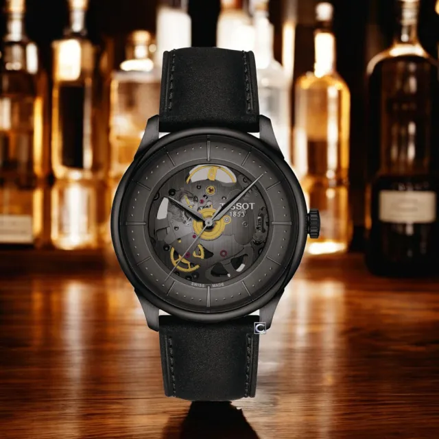 【TISSOT 天梭】杜魯爾 鏤空機械腕錶  手錶 情人節 禮物(T1398363644100/39mm)