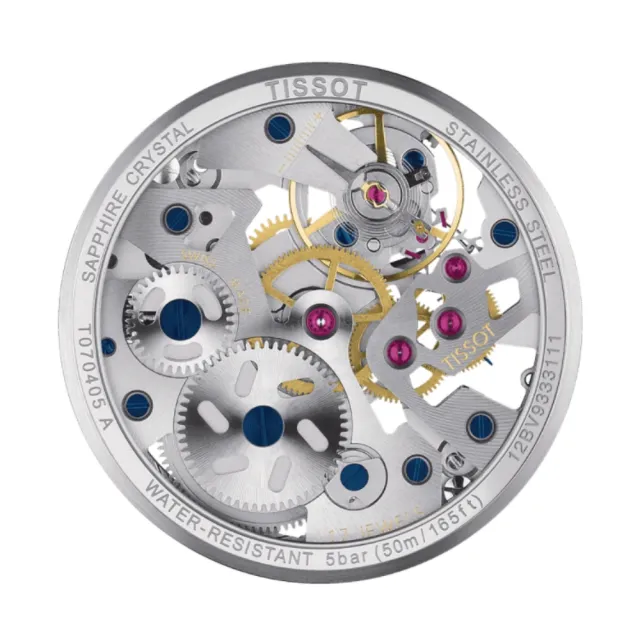 【TISSOT 天梭】鏤空手動上鍊 機械腕錶 父親節 禮物 推薦 (T0704051641100)