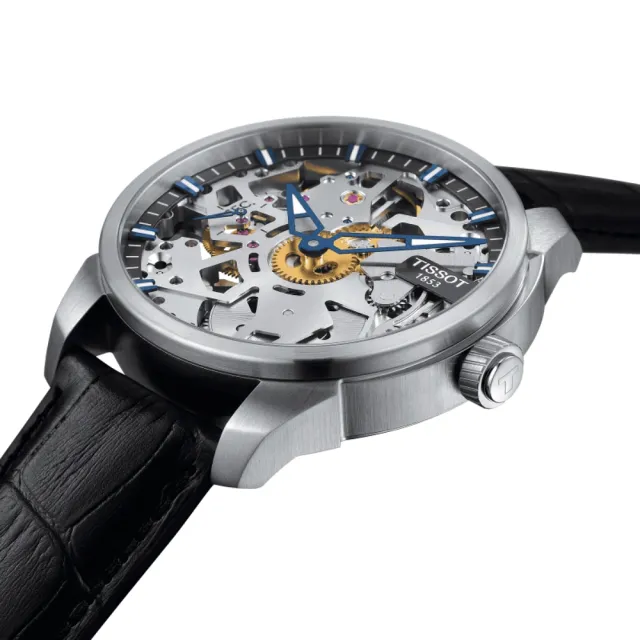 【TISSOT 天梭】鏤空手動上鍊 機械腕錶 父親節 禮物 推薦 (T0704051641100)