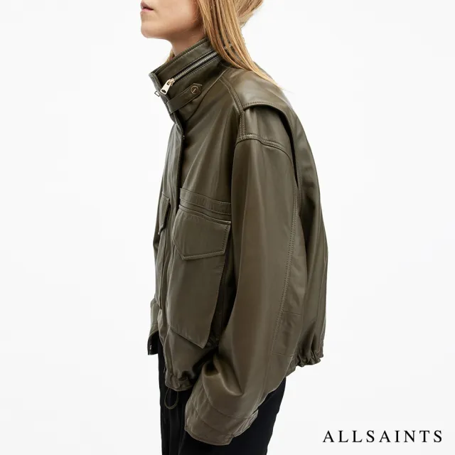 【ALLSAINTS】CLAY 寬鬆羊皮騎士皮衣-橄欖綠  W035LB(寬鬆版型)