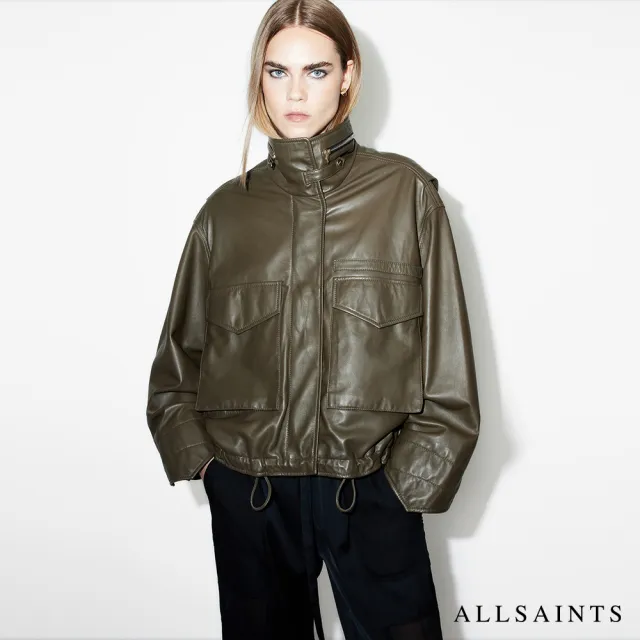 【ALLSAINTS】CLAY 寬鬆羊皮騎士皮衣-橄欖綠  W035LB(寬鬆版型)