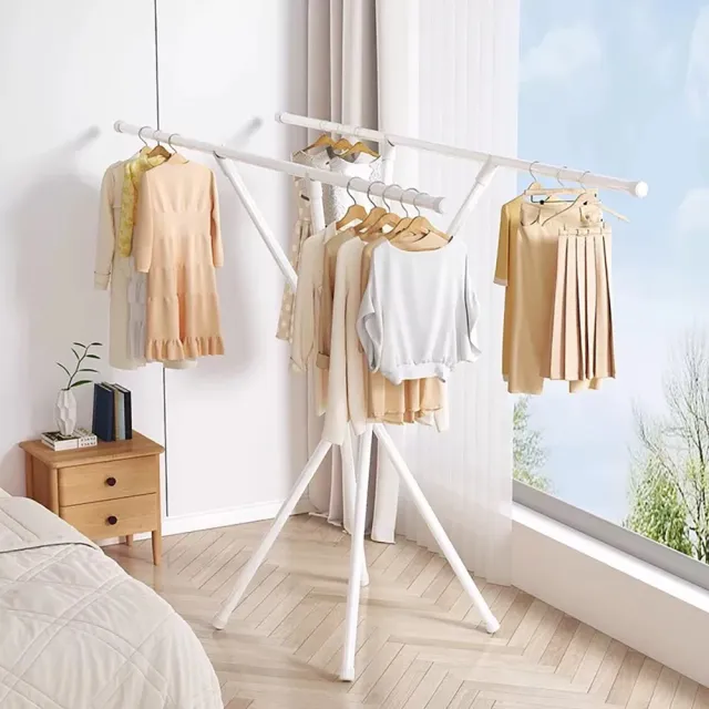【Easy Life 家居館】簡約日系風雙桿曬衣架 吊掛衣架(掛衣架 吊衣架 晾曬衣架)